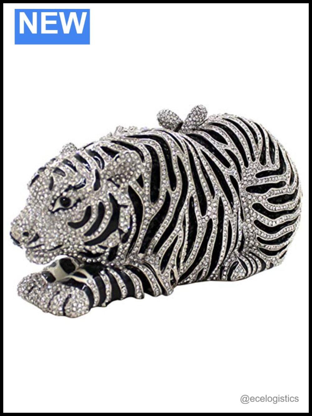 Crystal Evening Bag Chain Clutch Luxury Rhinestone Tiger Purse Wedding